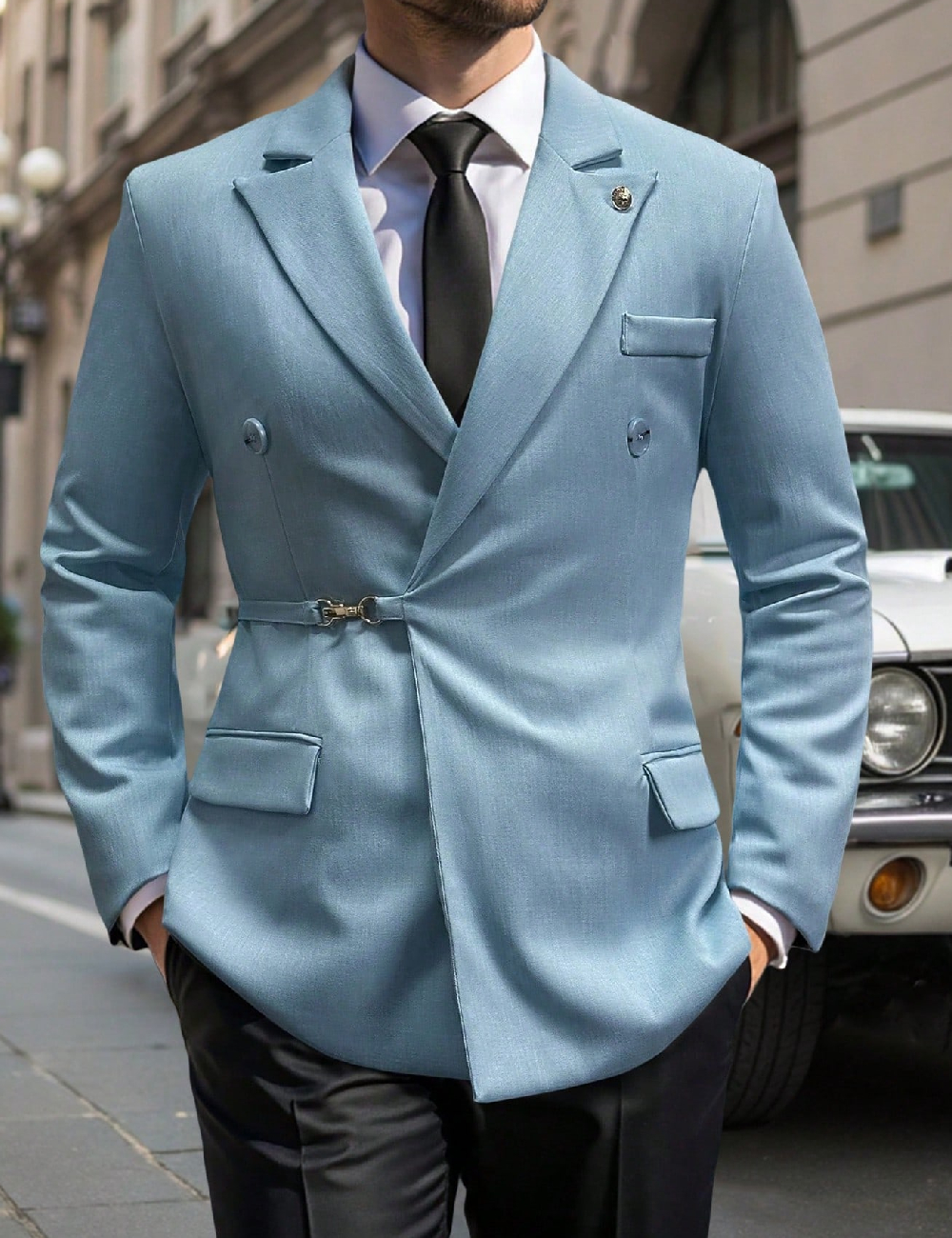 Sacou SHEIN, albastru deschis