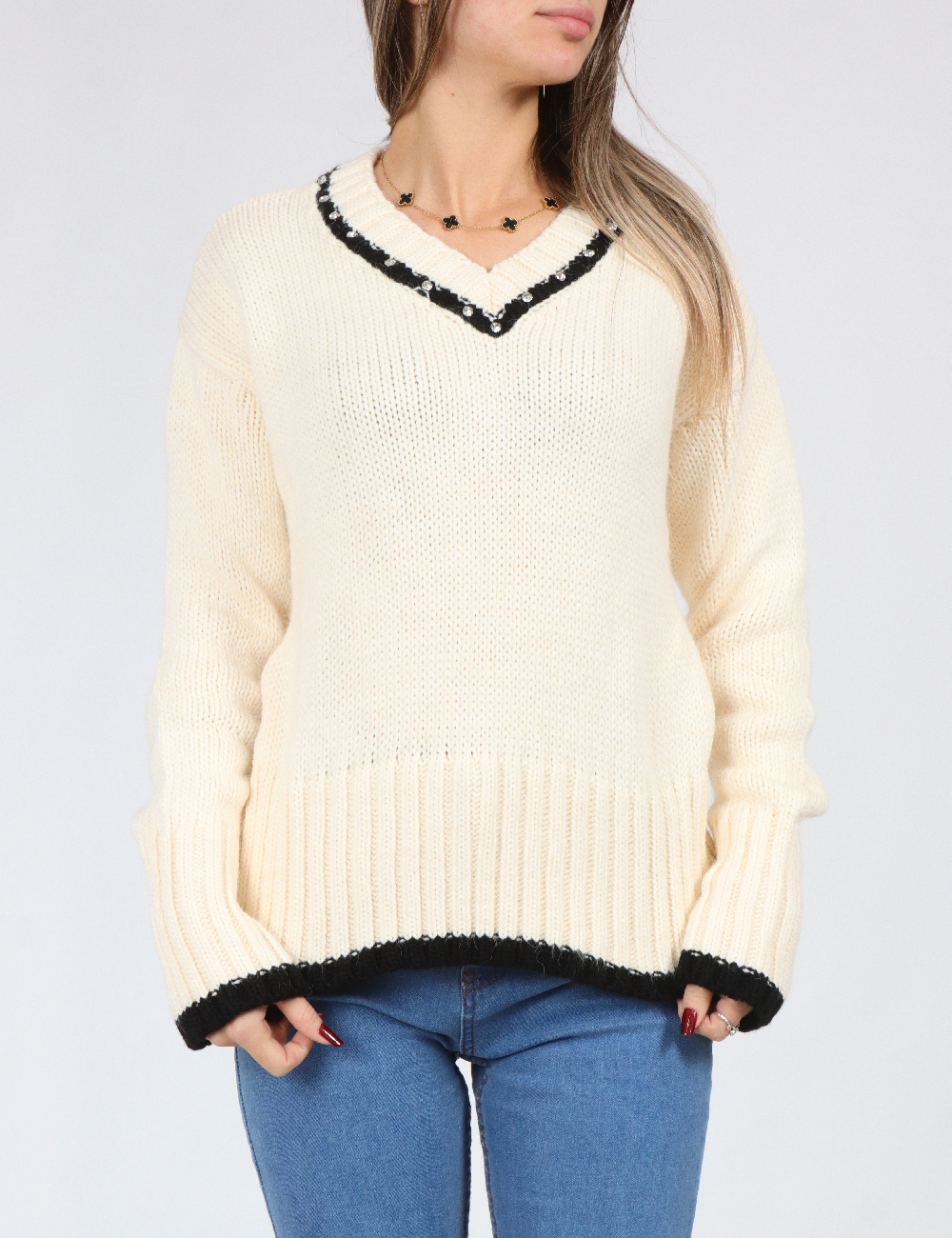 Pulover SHEIN, ecru