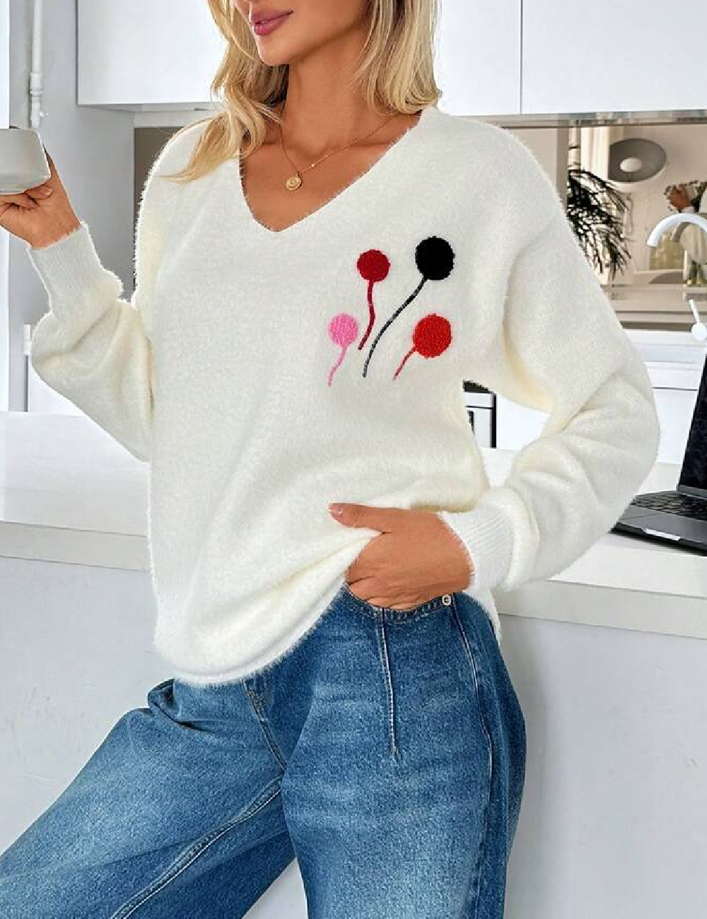 Pulover SHEIN, alb