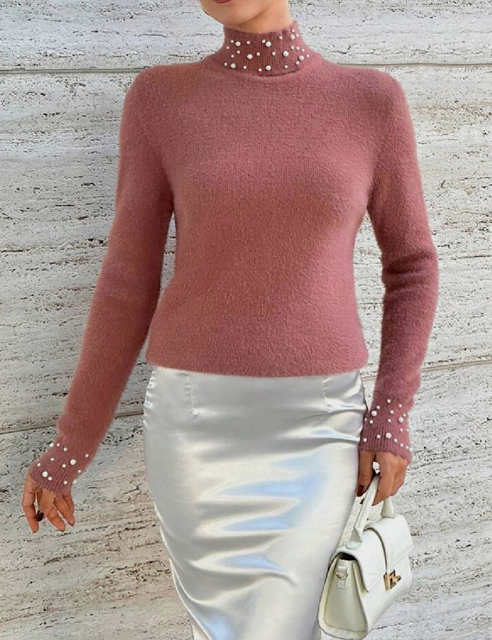 Pulover SHEIN, roz pudra inchis