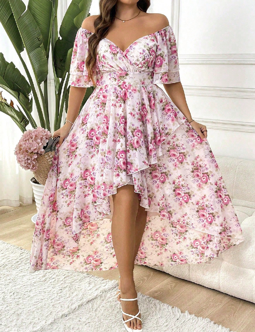 Rochie medie SHEIN CURVE, floral print