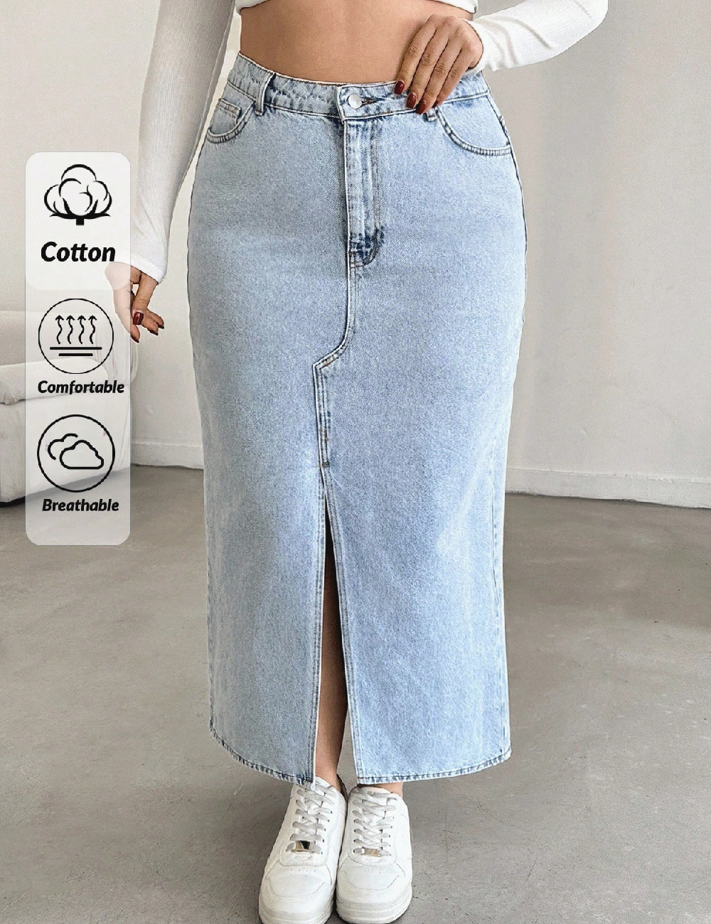 Fusta SHEIN CURVE, albastru