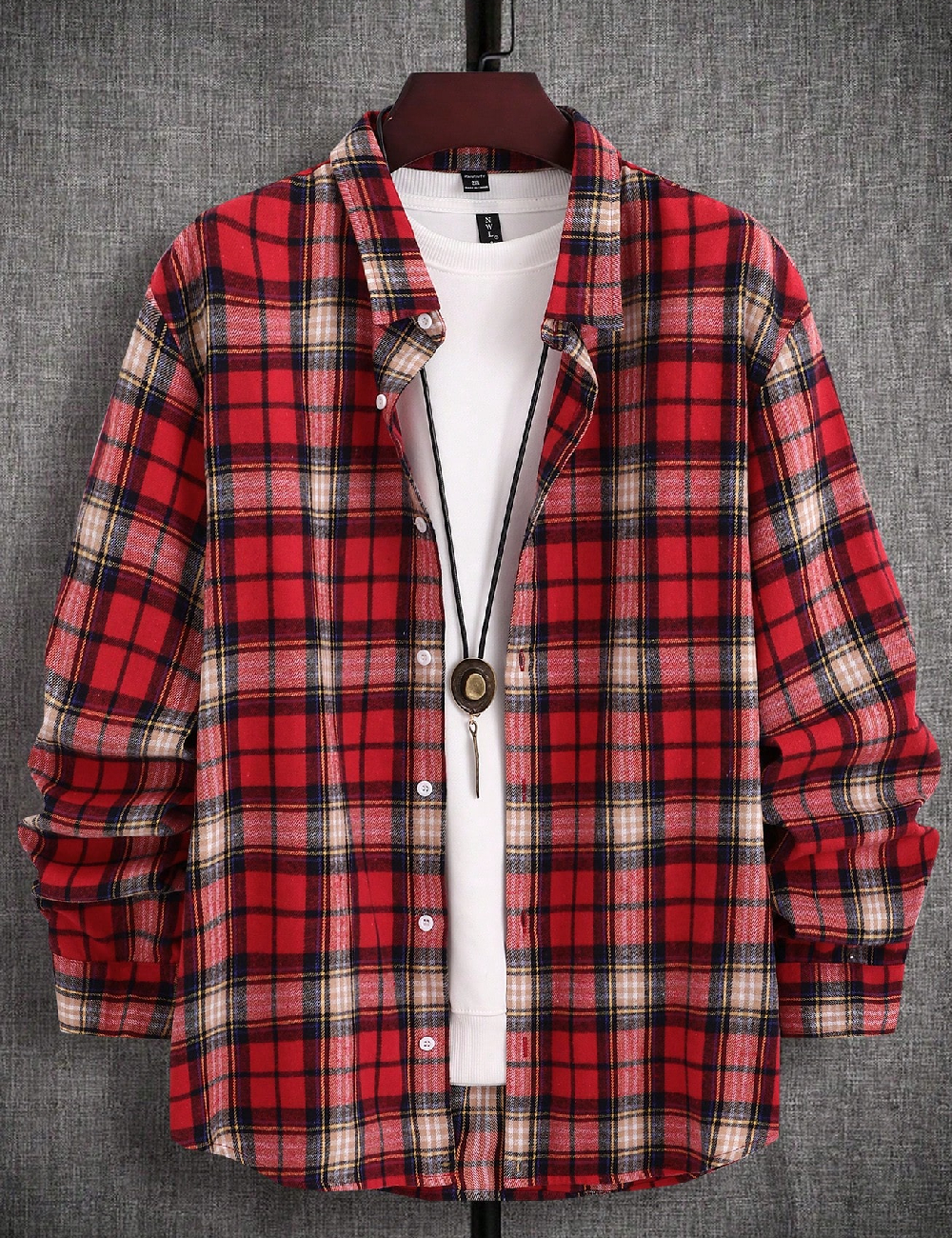 Camasa SHEIN Plus Size Men, rosu