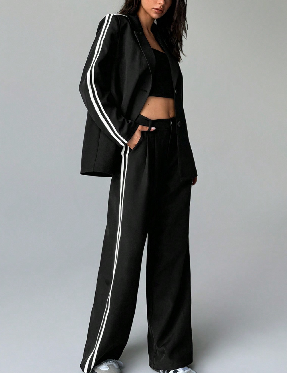 Sacou SHEIN, negru/alb