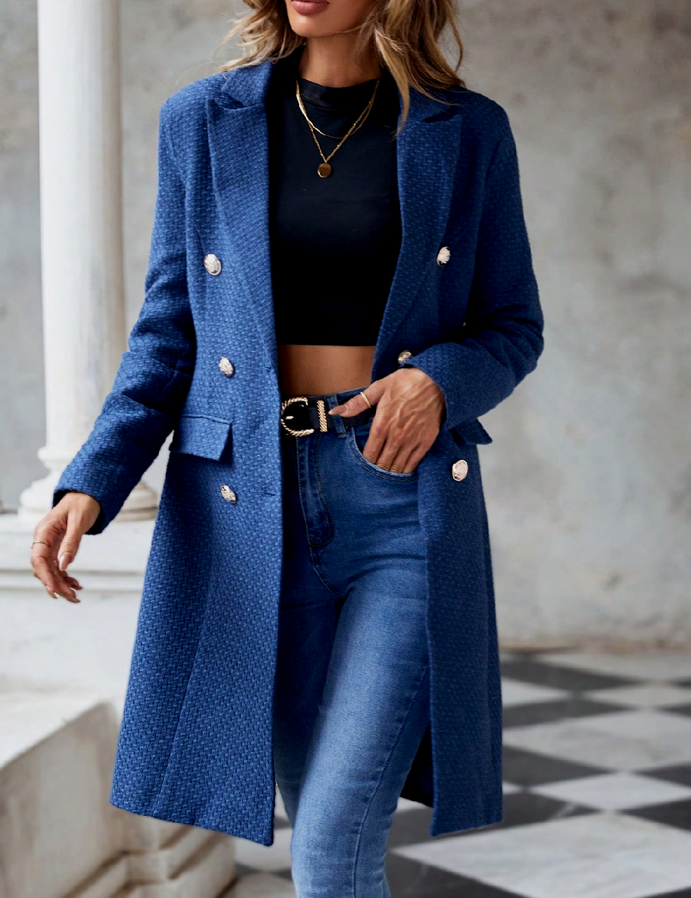 Palton SHEIN, bleumarin