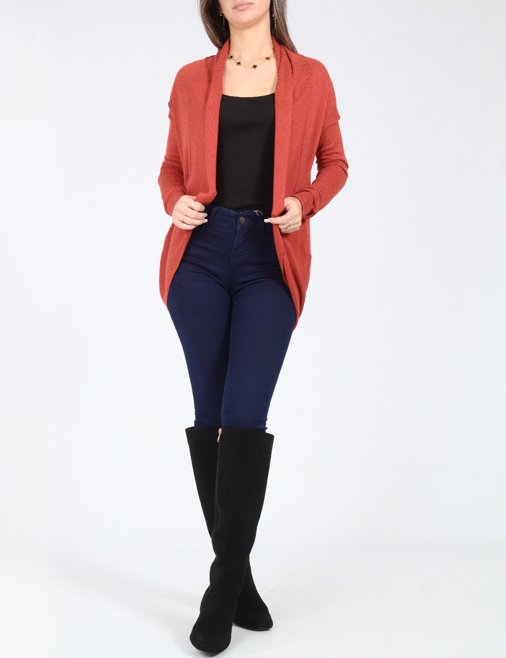 Cardigan Bershka, caramiziu