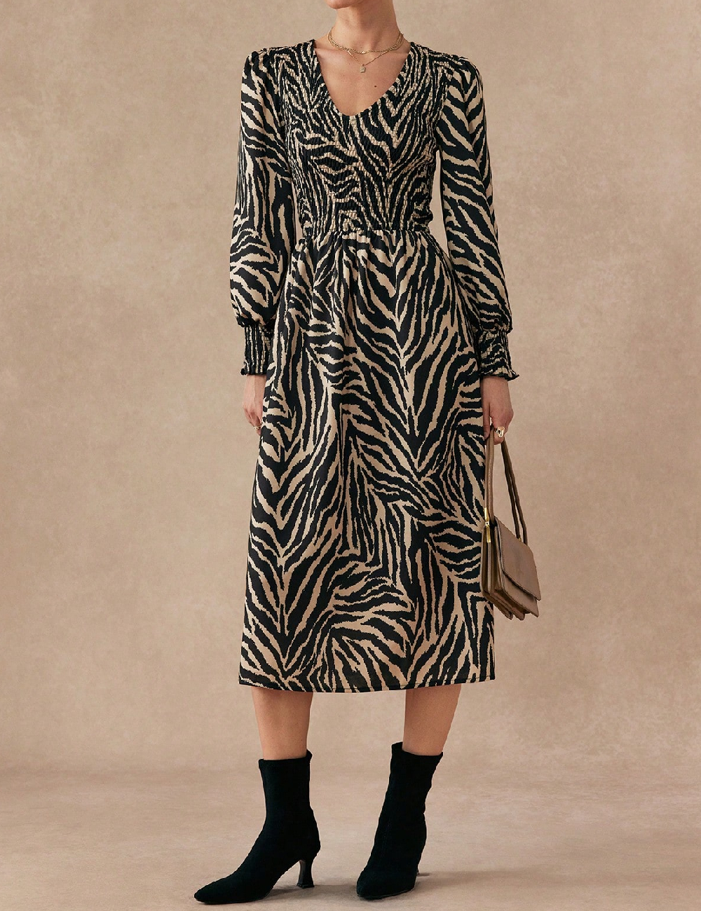 Rochie medie SHEIN, negru/crem