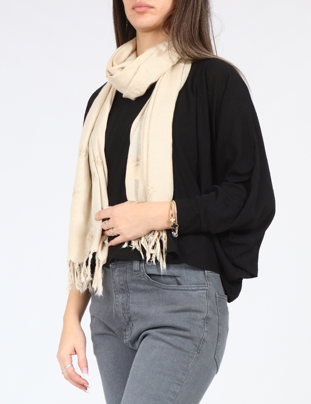 Esarfa Bershka, crem