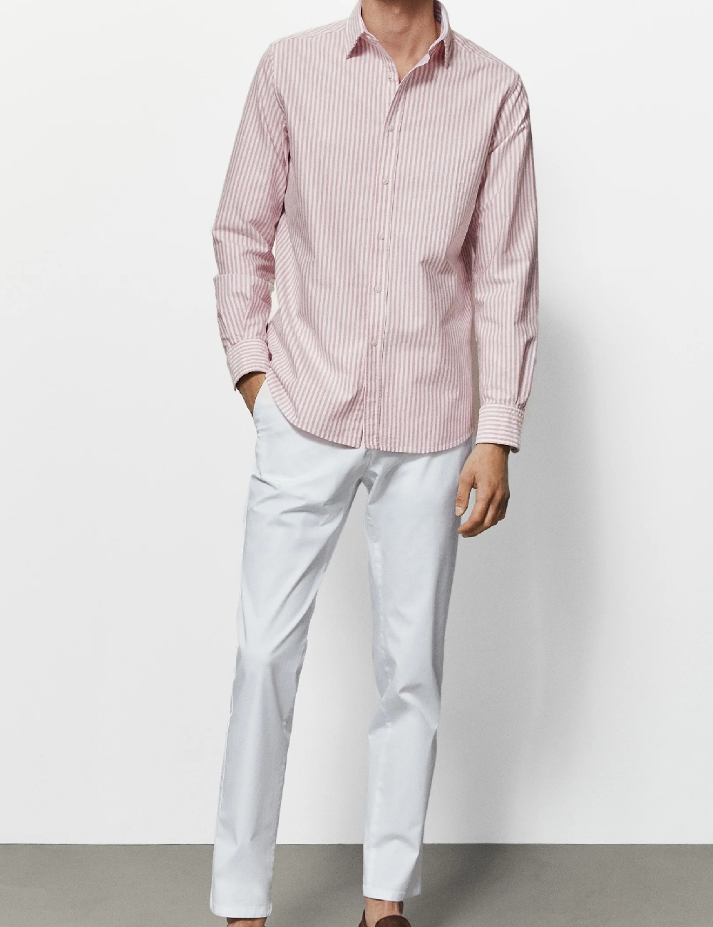 Camasa Massimo Dutti, roz/alb