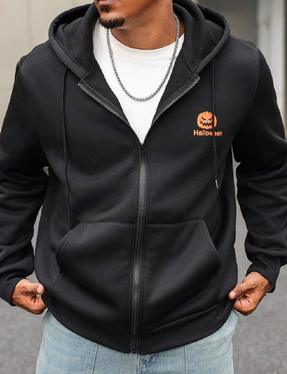 Hanorac SHEIN Plus Size Men, negru