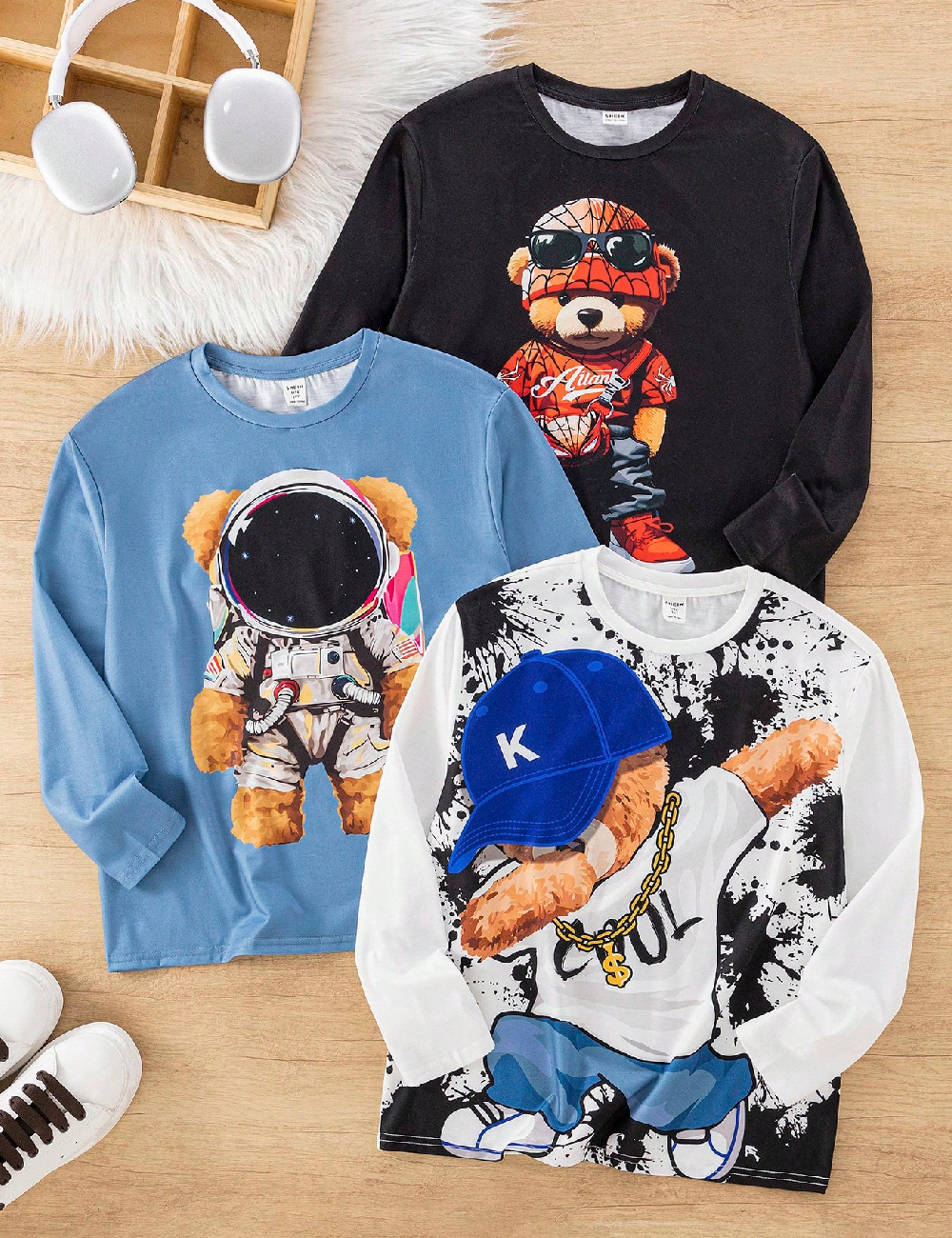 Set bluze 3 bucati Shein Kids, mix culori