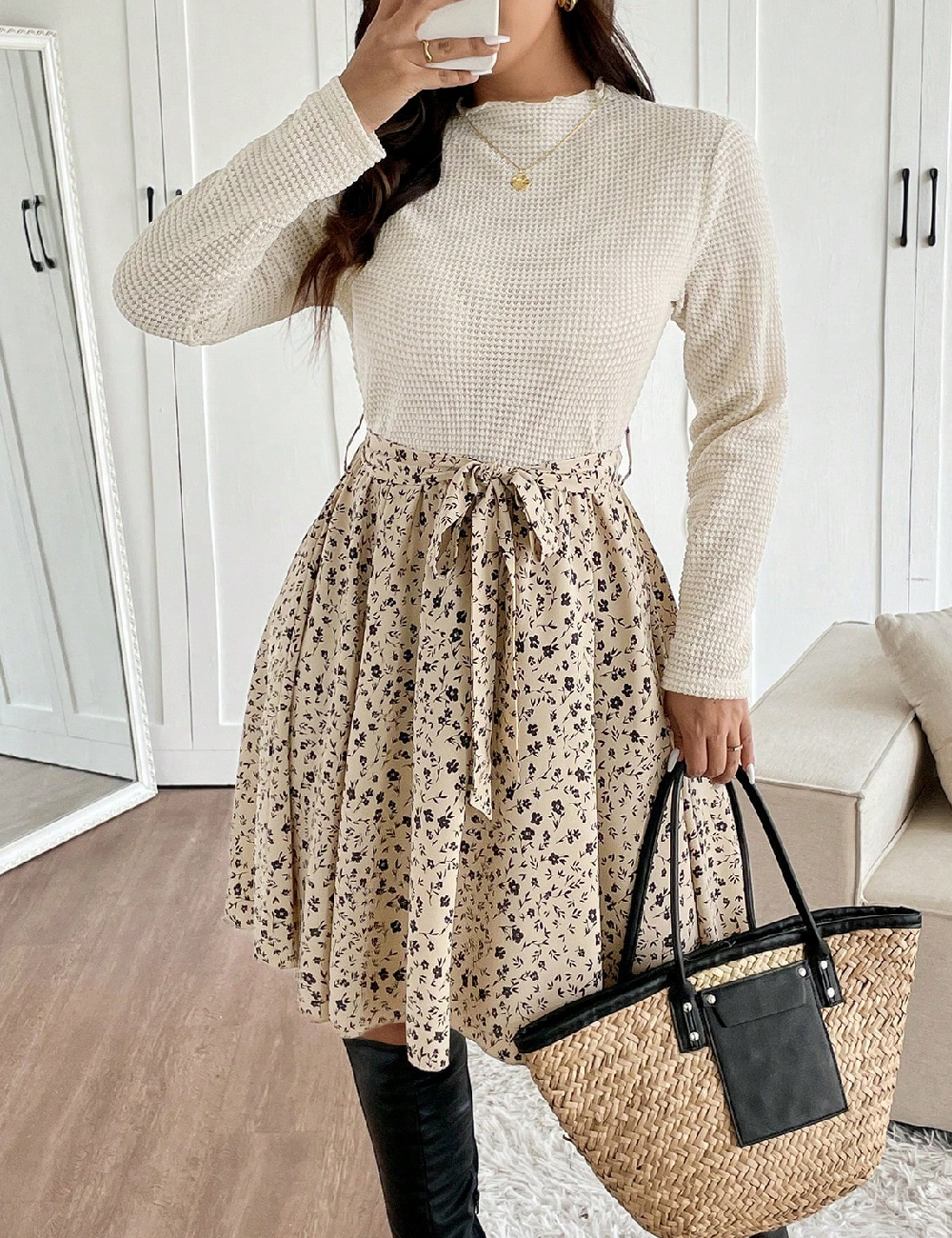 Rochie scurta SHEIN CURVE, crem