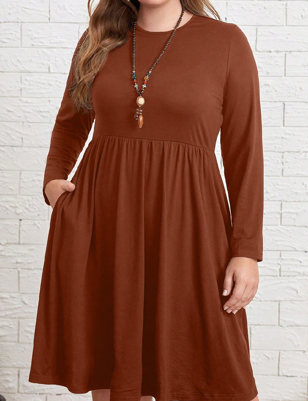 Rochie scurta Emery Rose Curve, maro