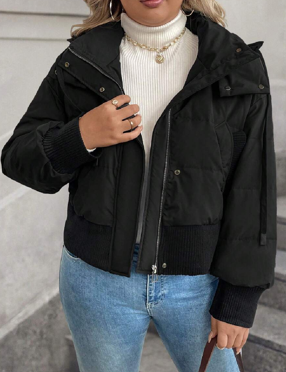 Geaca SHEIN CURVE, negru