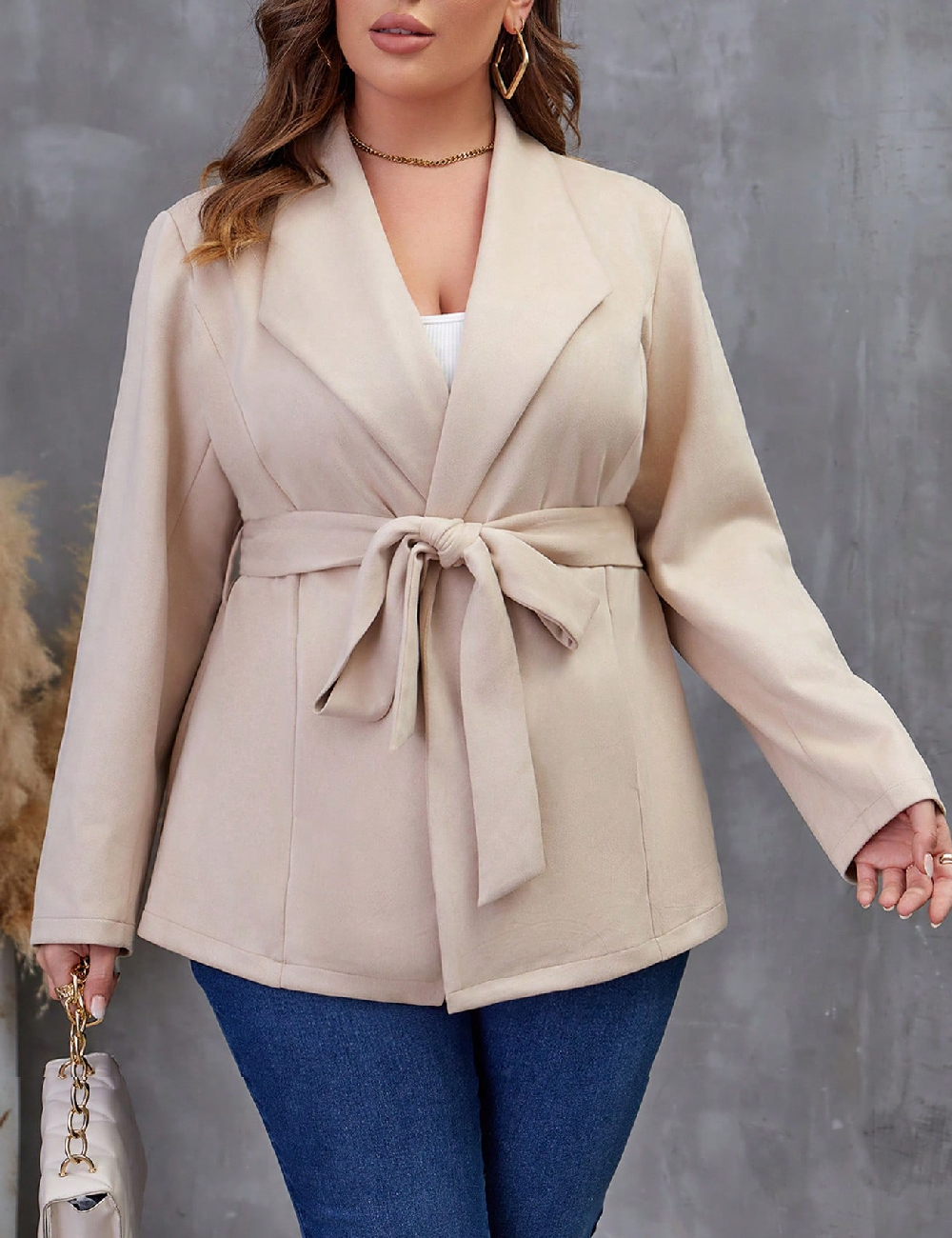 Jacheta SHEIN CURVE, crem