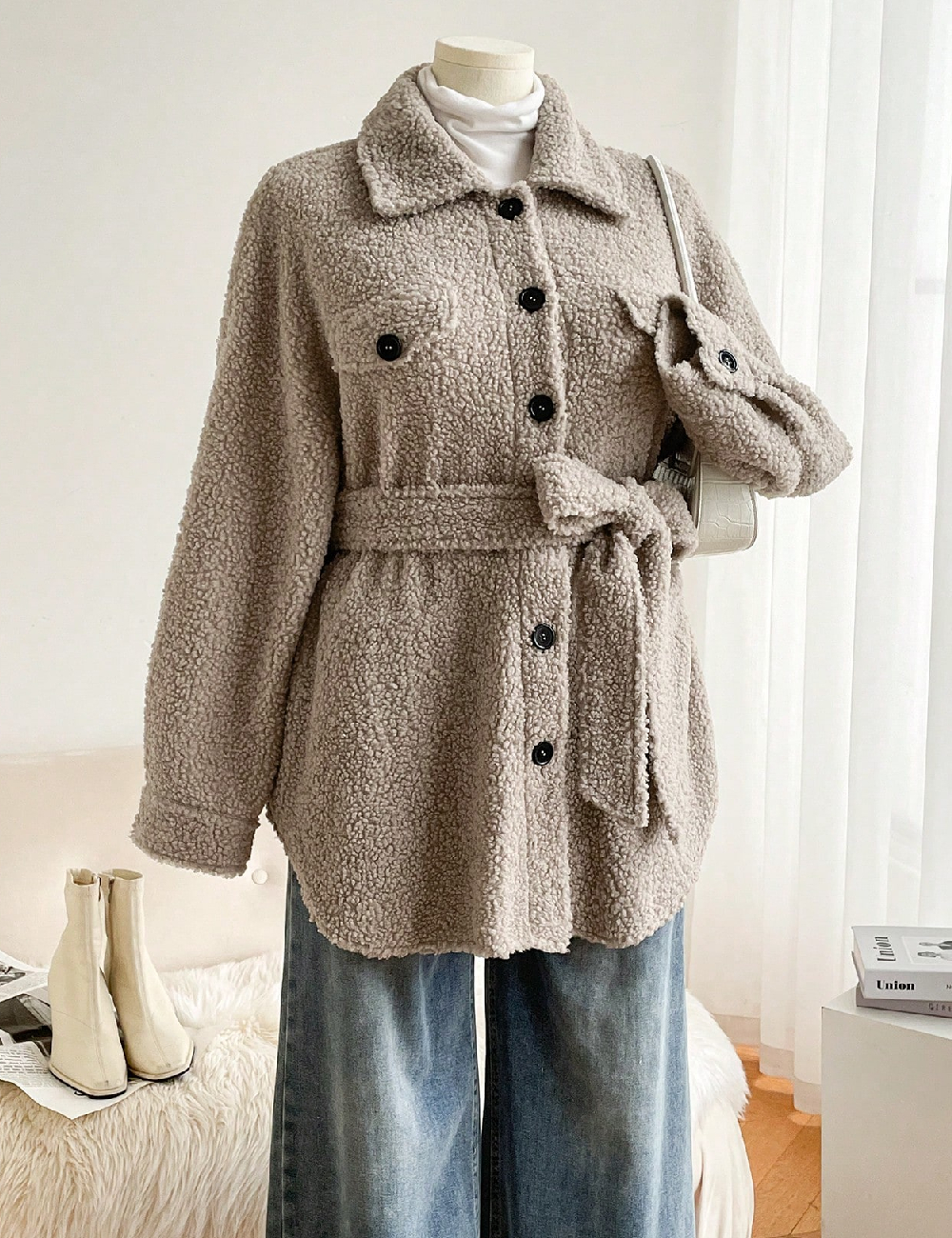 Jacheta SHEIN CURVE, maro deschis