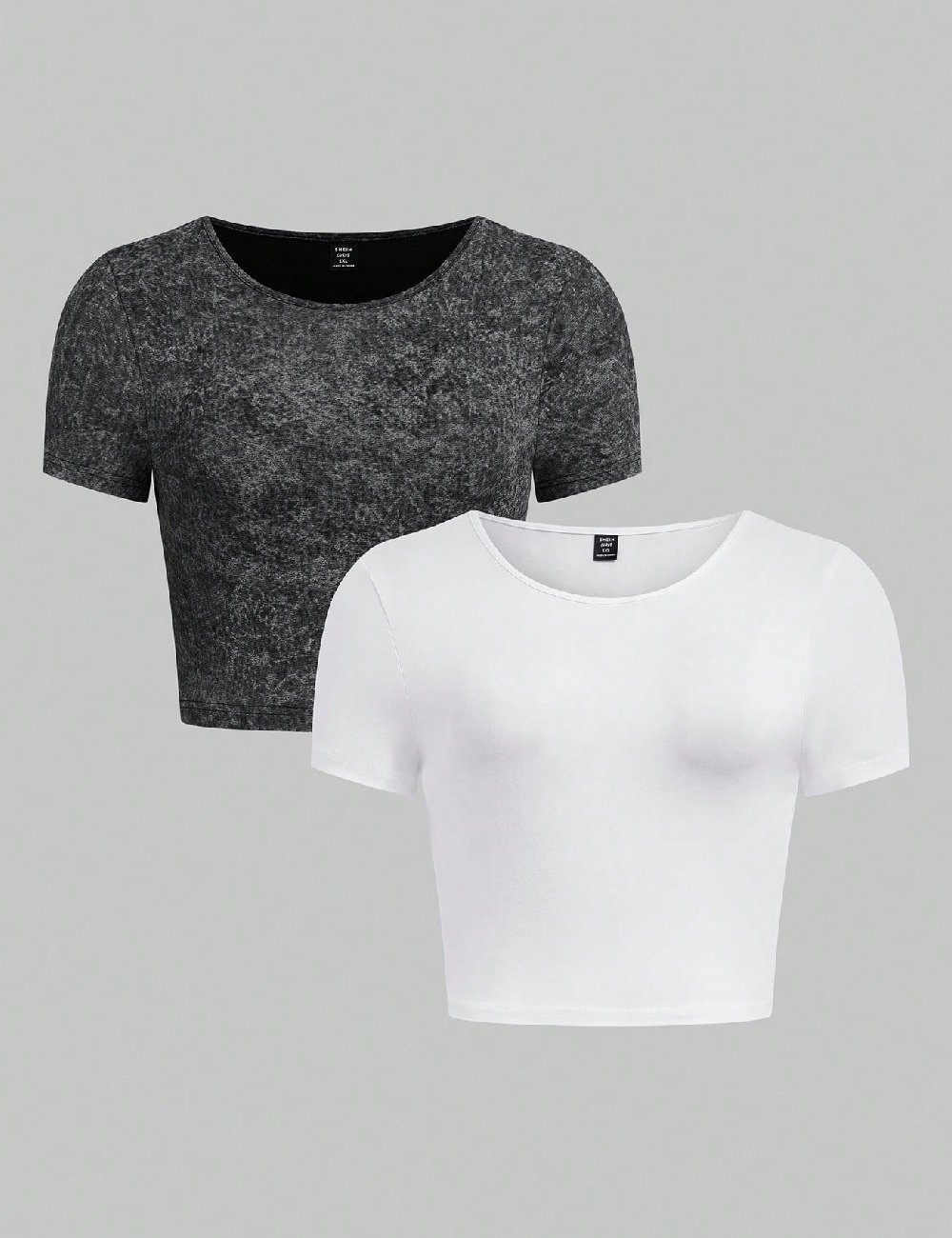 Set topuri 2 bucati SHEIN CURVE, alb/gri