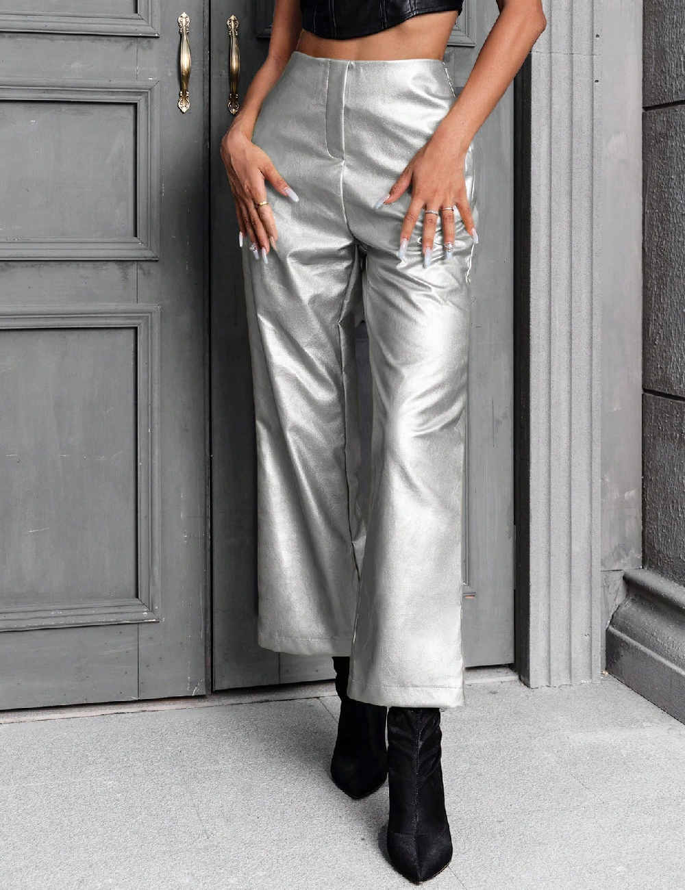 Pantaloni SHEIN, argintiu