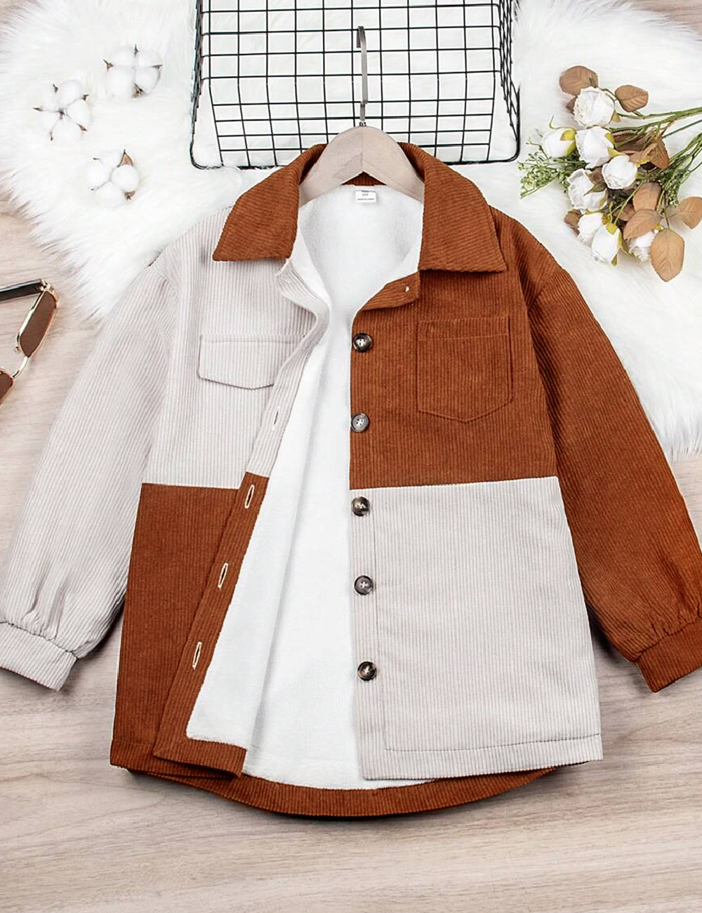 Jacheta Shein Kids, crem/maro