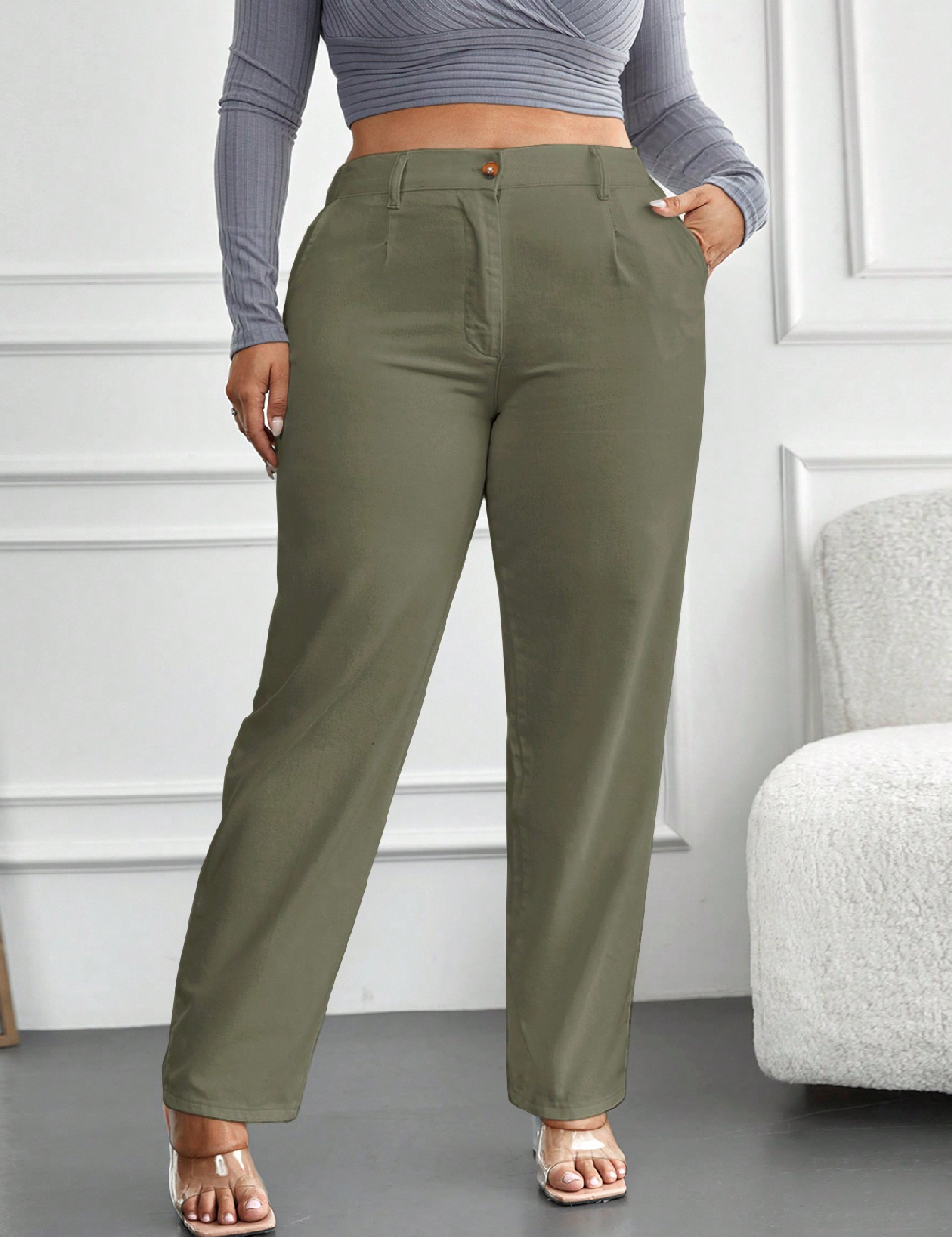 Blugi SHEIN CURVE, kaki