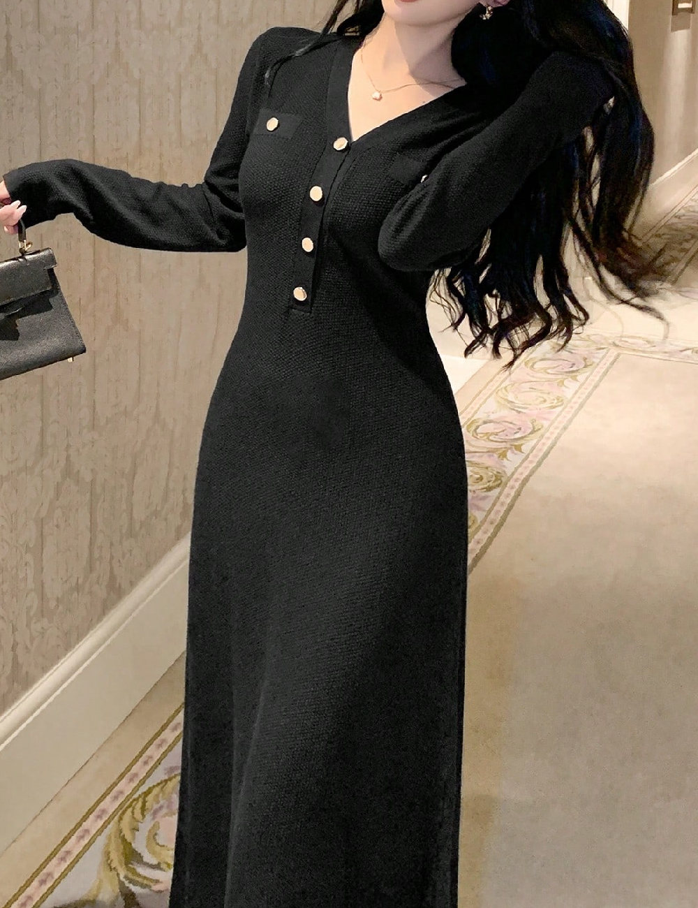 Rochie lunga Dazy, negru