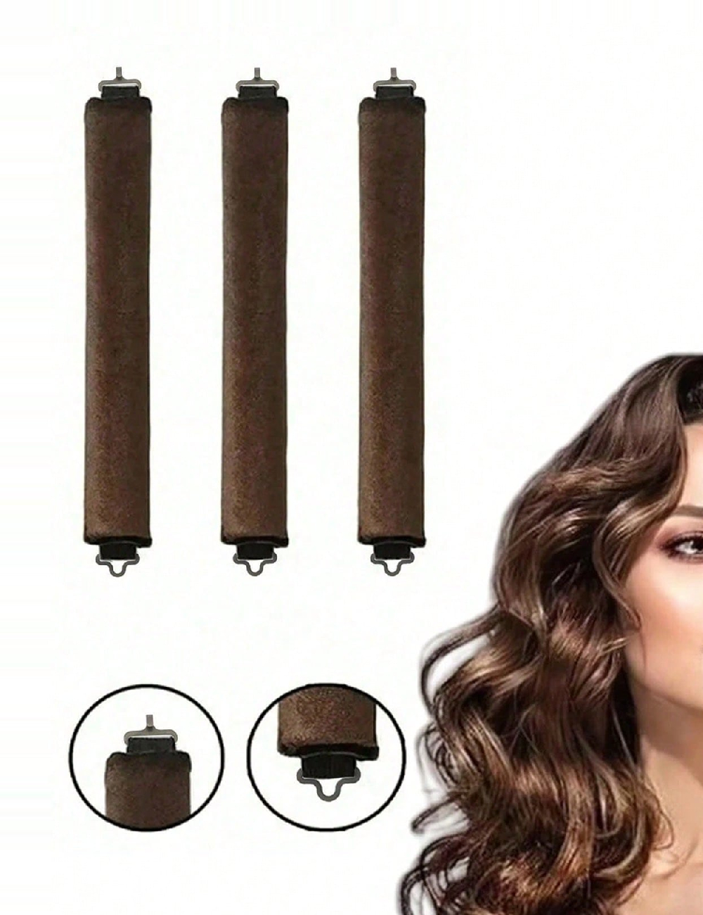 Set ondulatoare fara caldura 3 bucati SHEIN, maro