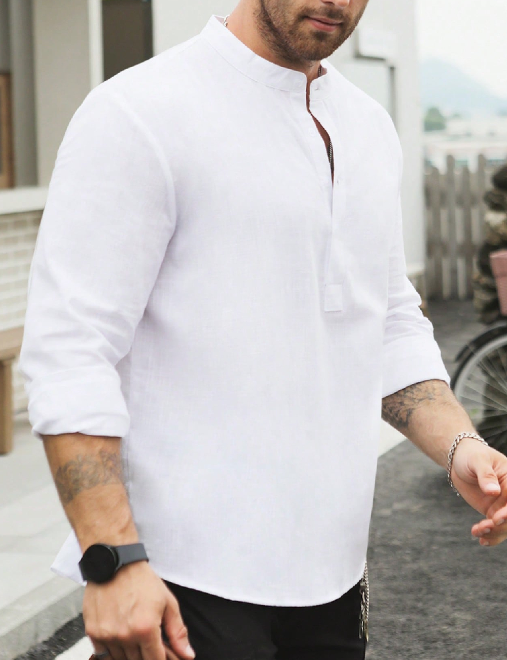 Camasa SHEIN Plus Size Men, alb