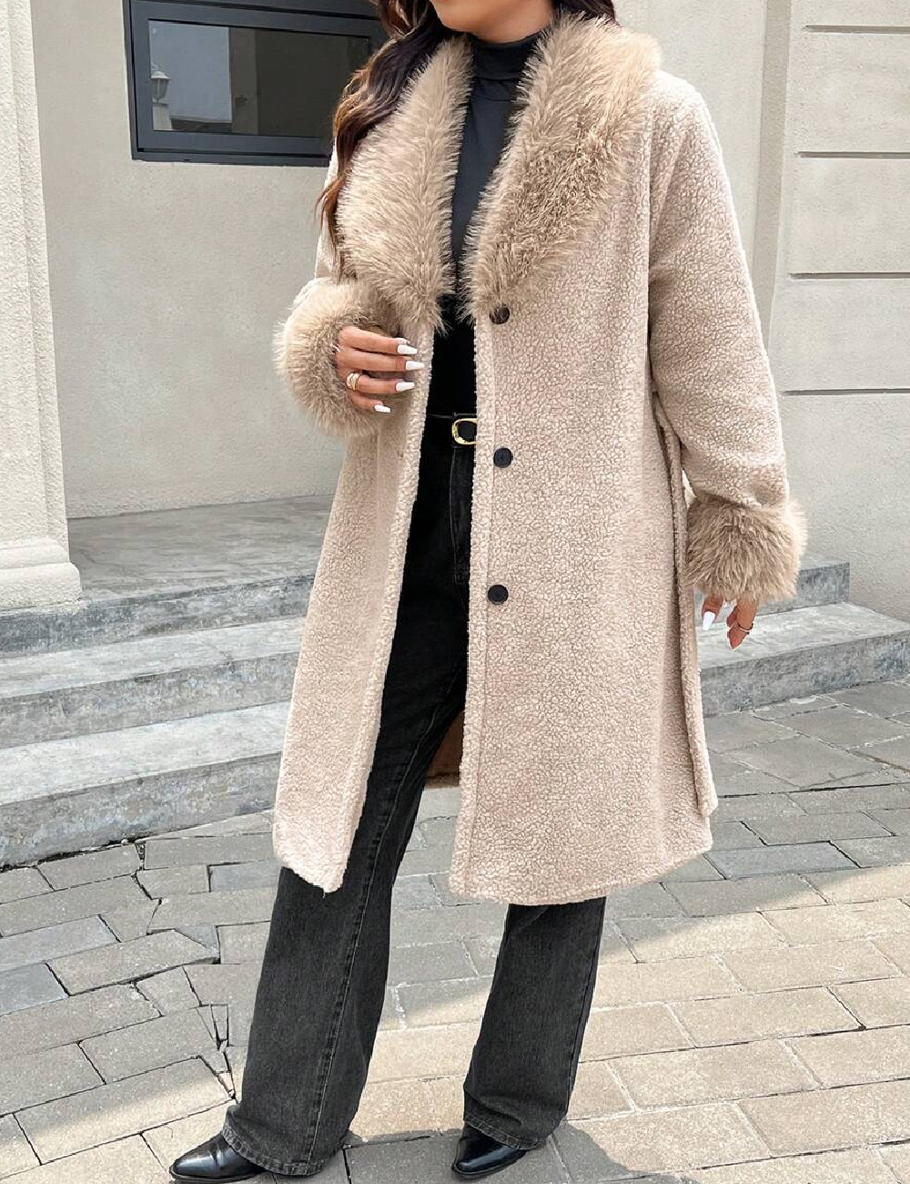 Palton SHEIN CURVE, crem