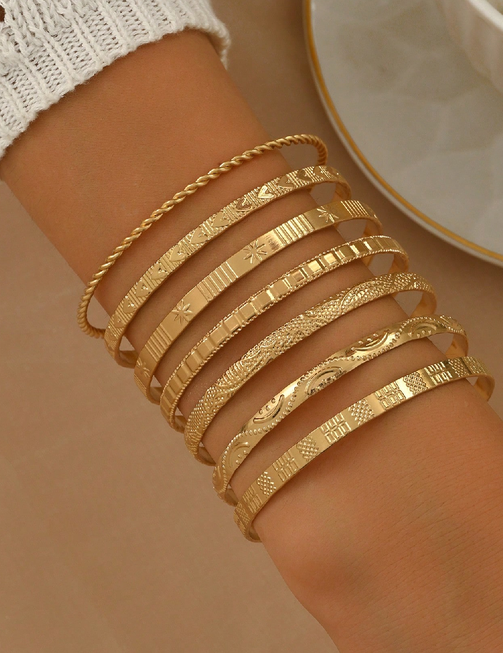 Set Bratari 7 bucati SHEIN, auriu