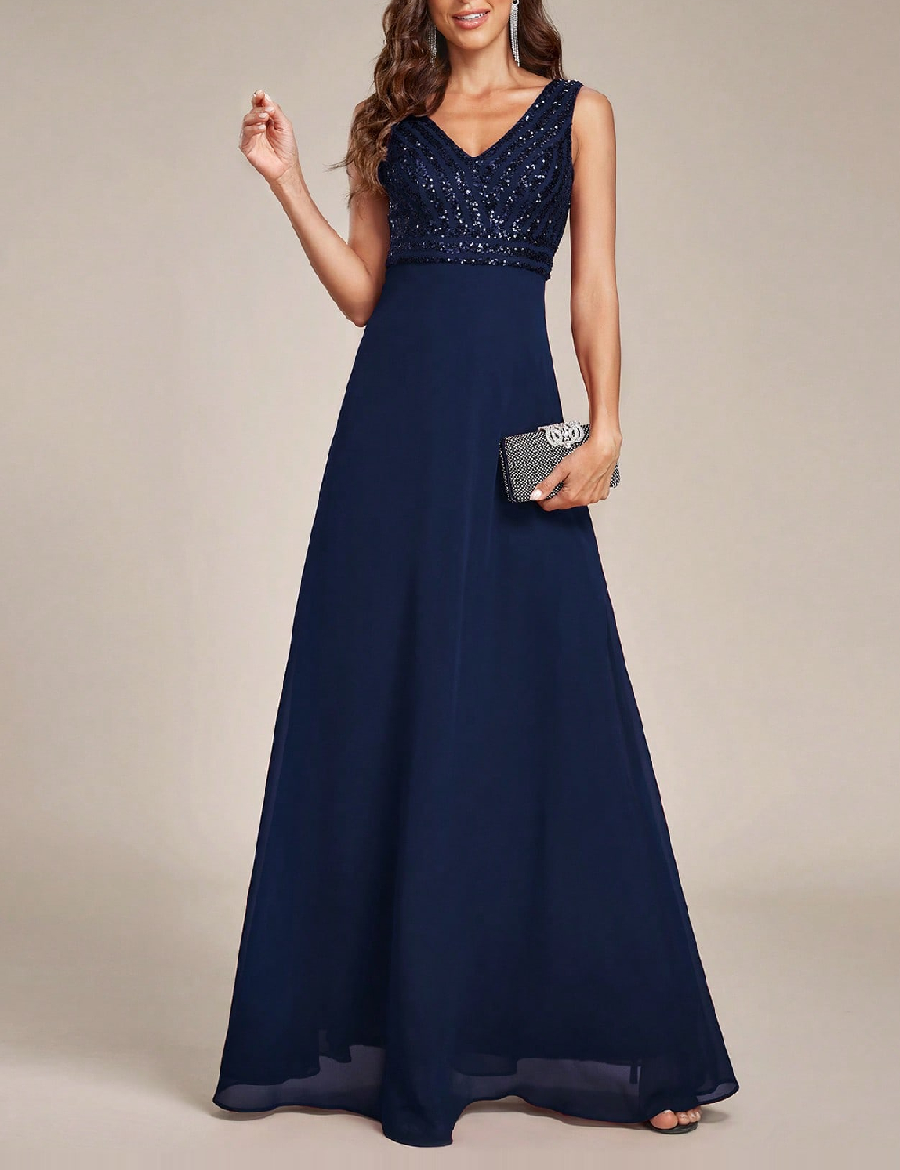 Rochie lunga Ever-Pretty, bleumarin