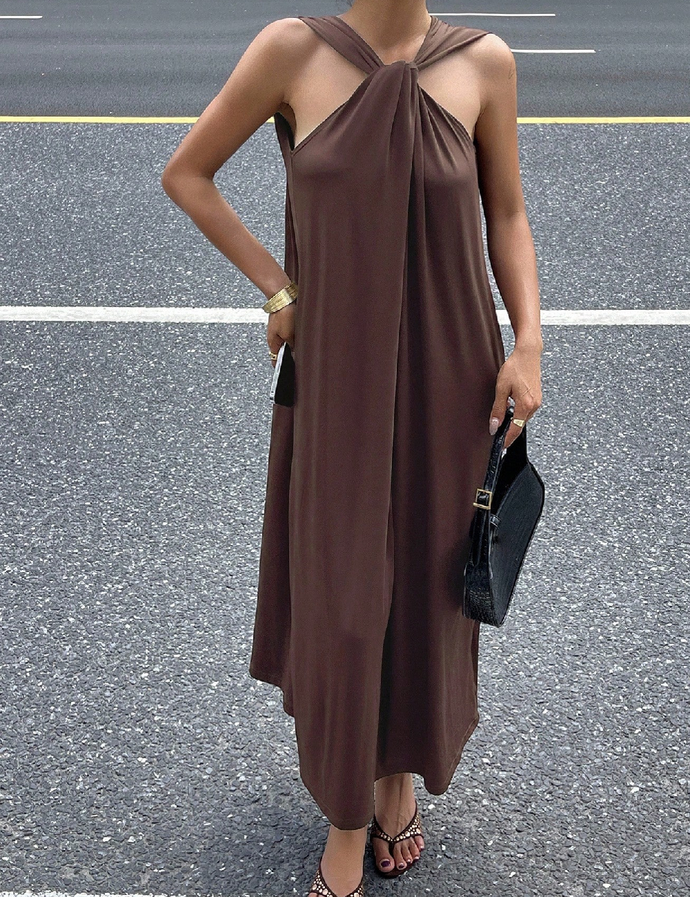 Rochie lunga SHEIN, maro