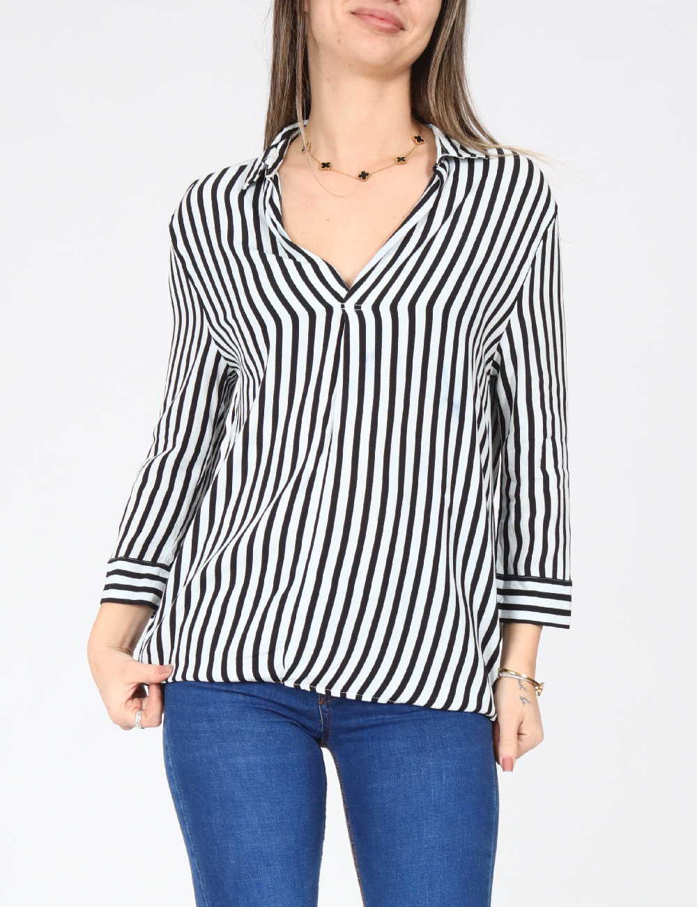 Bluza Bershka, alb/negru