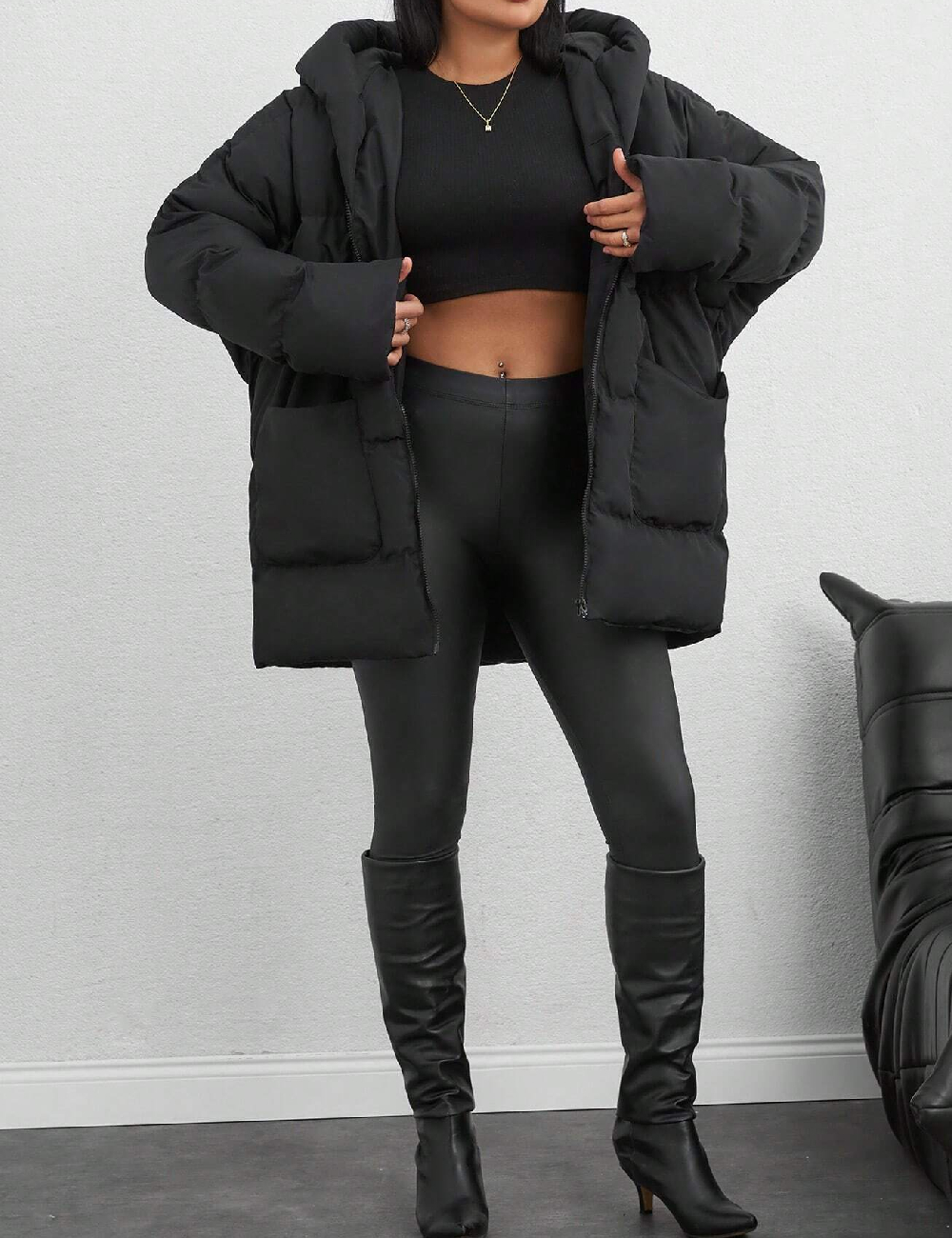 Geaca Oversize SHEIN, negru