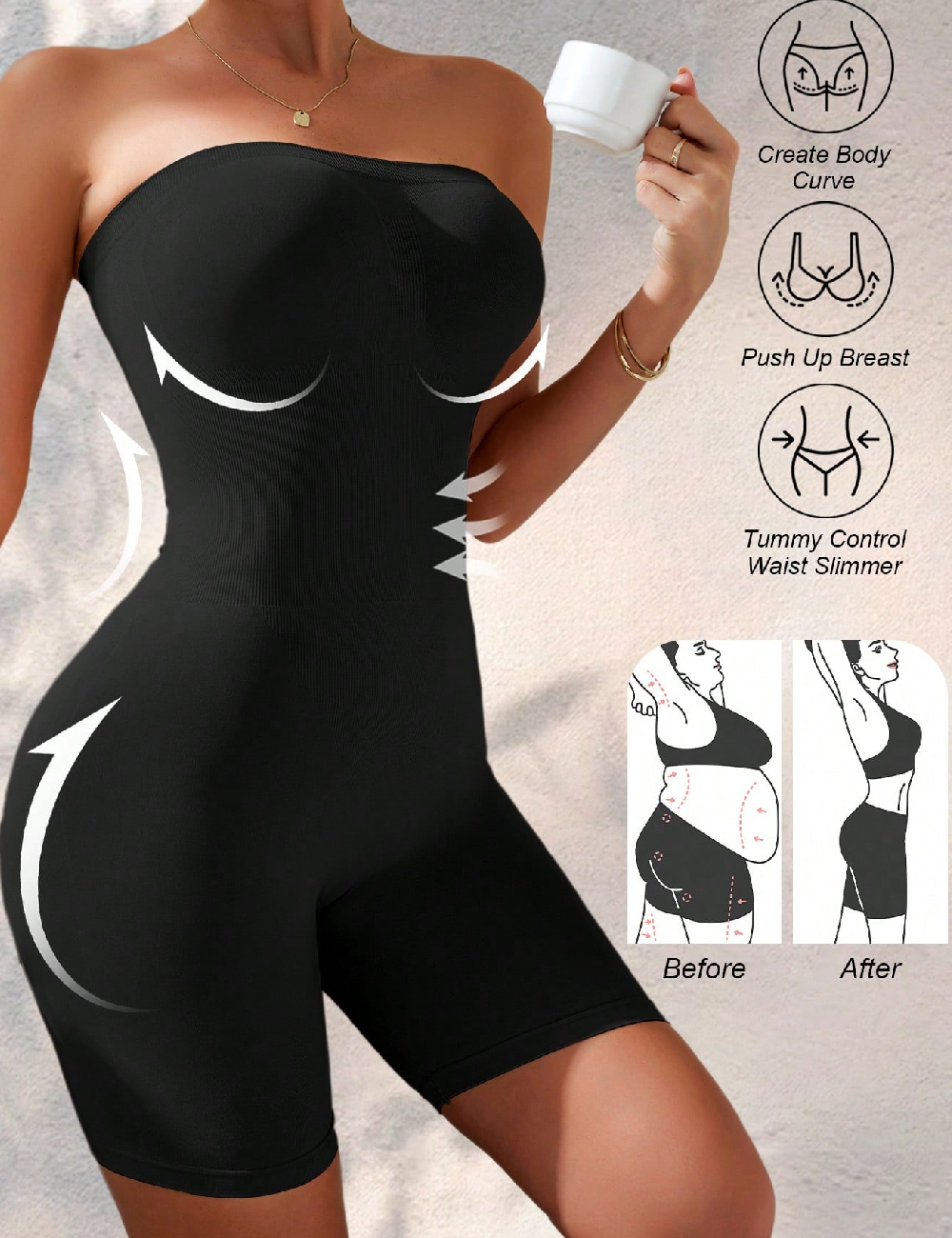 Salopeta modelatoare SHEIN, negru