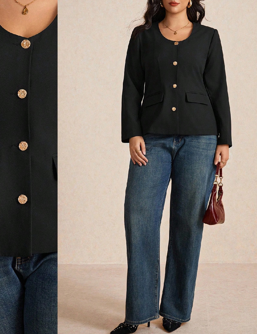 Sacou SHEIN CURVE, negru