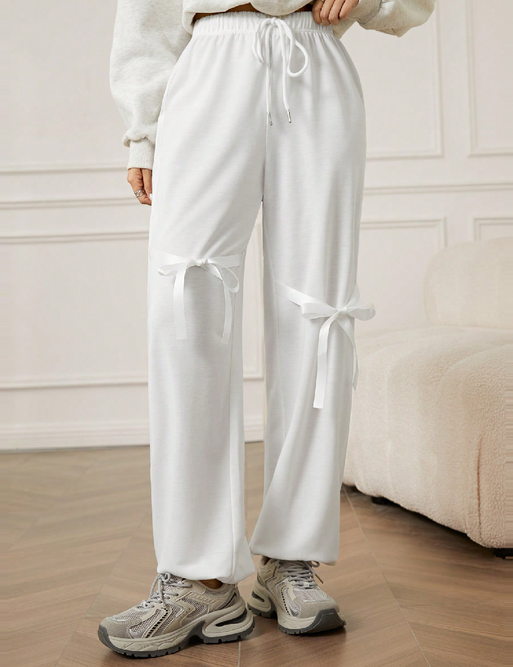 Pantaloni SHEIN, alb