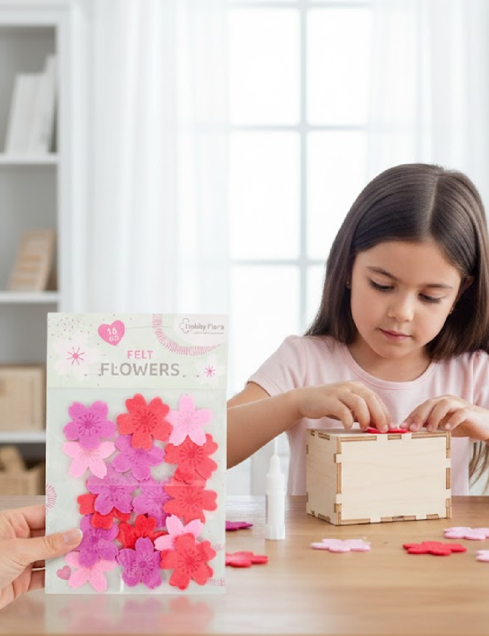 Set flori autocolante din fetru Hobby Flora, mix culori