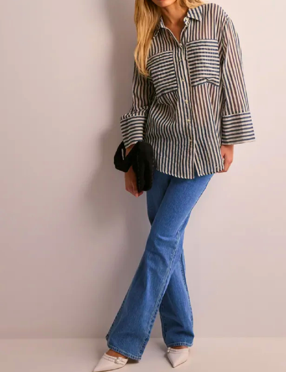 Camasa Jacqueline de Yong, alb/albastru