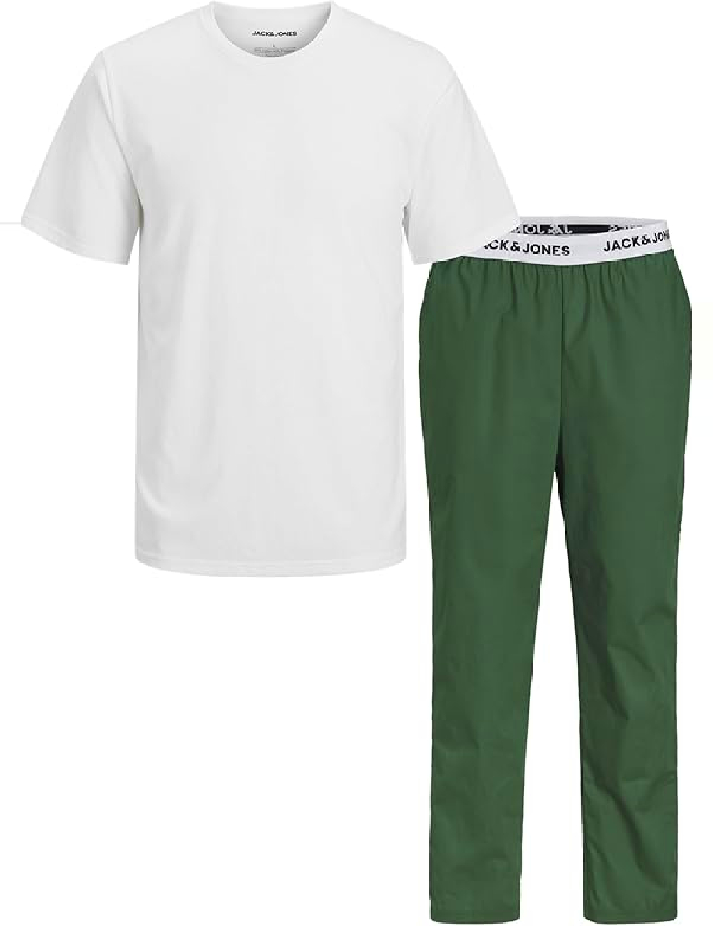 Pijama Jack&Jones, alb/verde