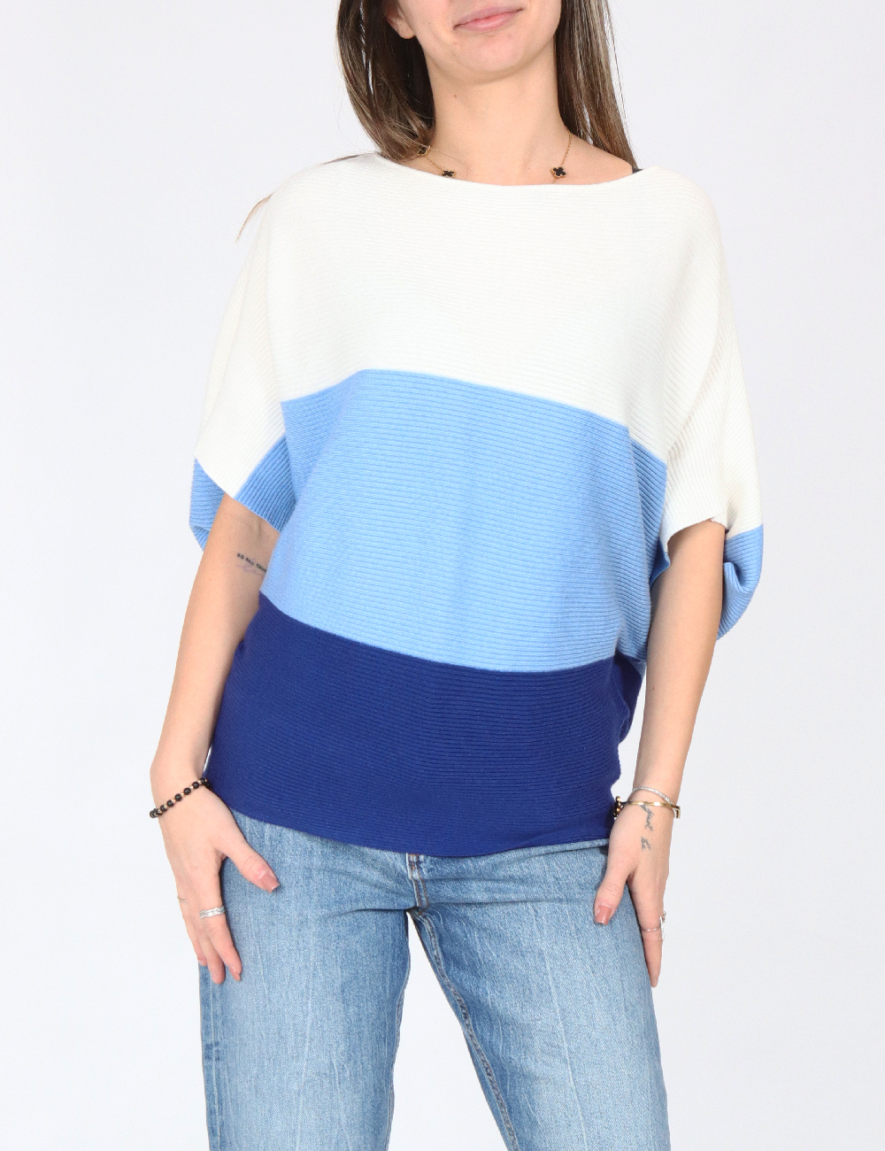 Bluza C&A, alb/albastru