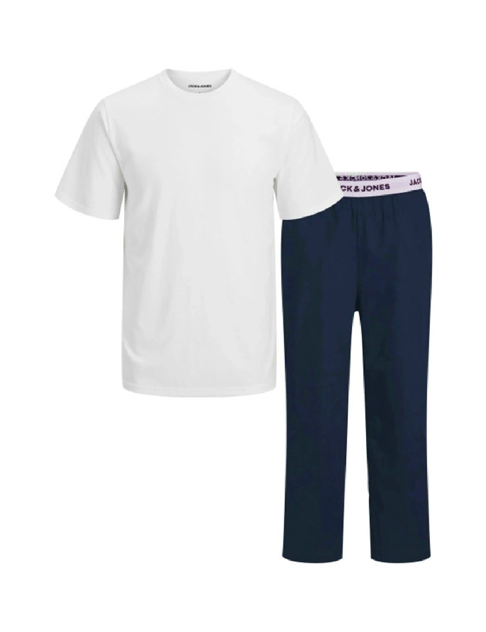 Pijama Jack&Jones, alb/bleumarin