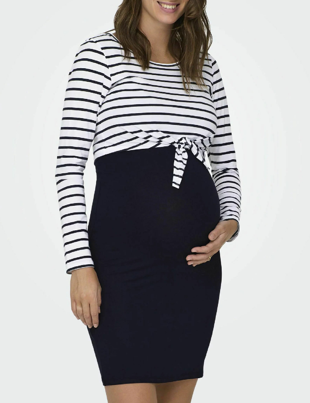 Rochie scurta Only Maternity, bleumarin/alb