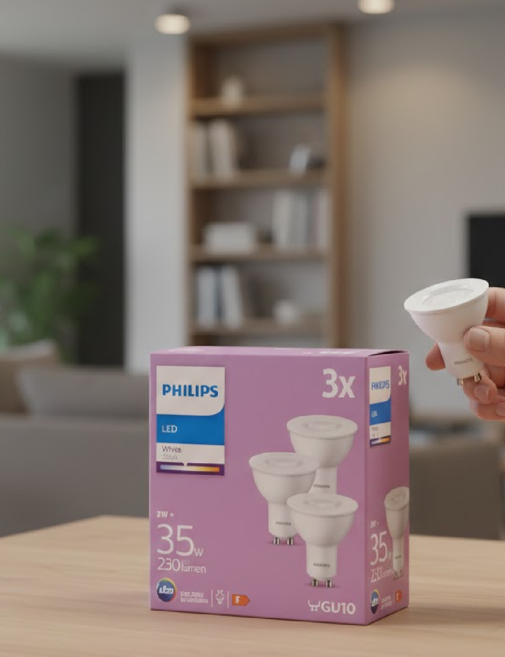 Set spoturi LED 35W, 230 lumeni 3 bucati PHILIPS, alb