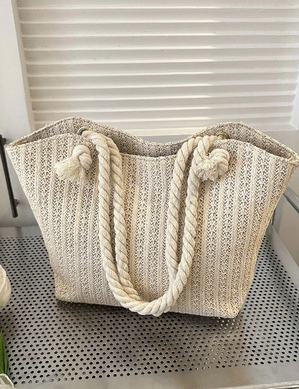 Geanta de plaja SHEIN, crem