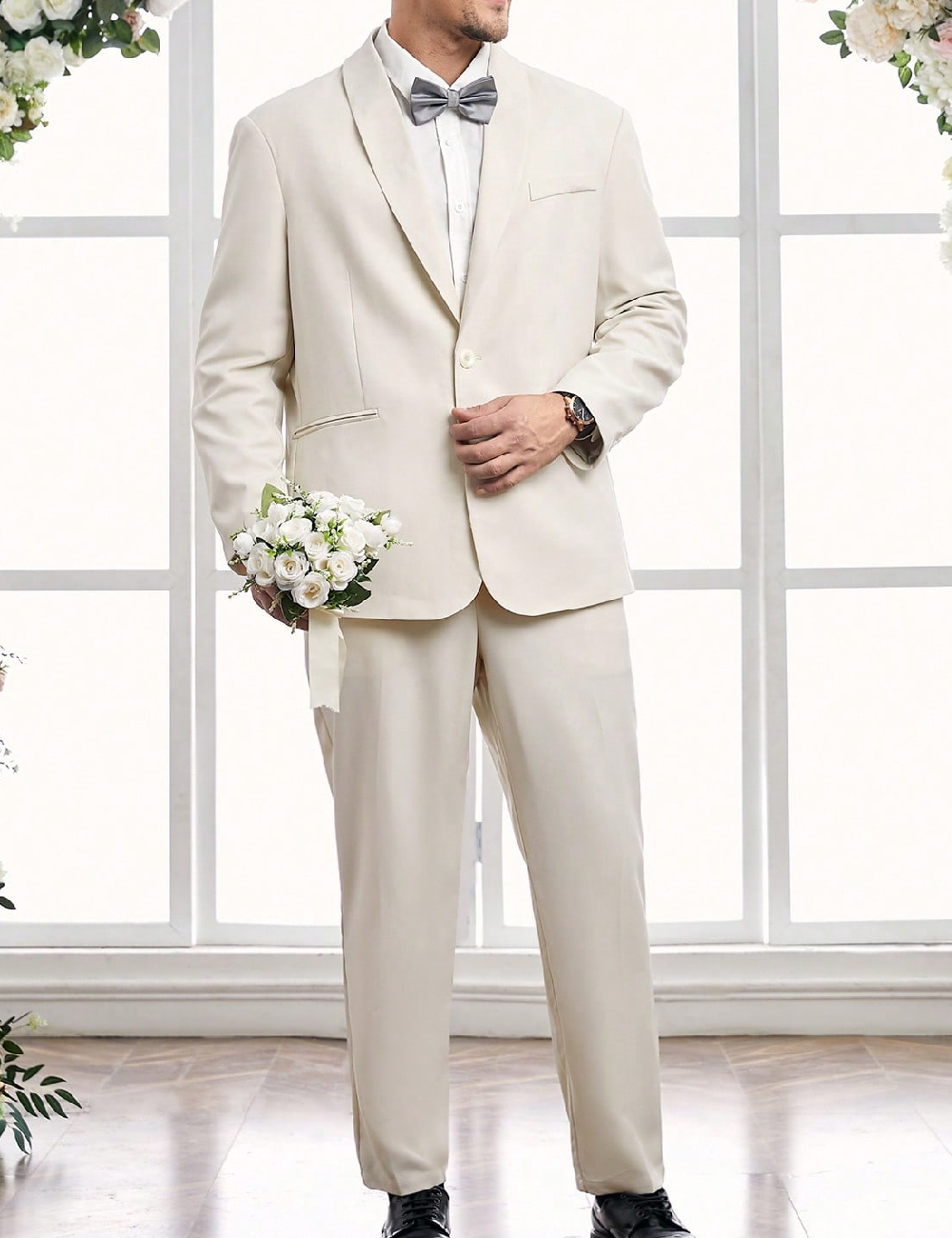 Costum SHEIN Plus Size Men, crem