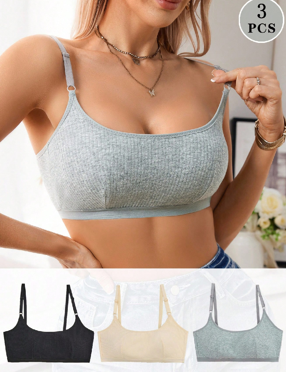 Set bustiere 3 perechi SHEIN, mix culori