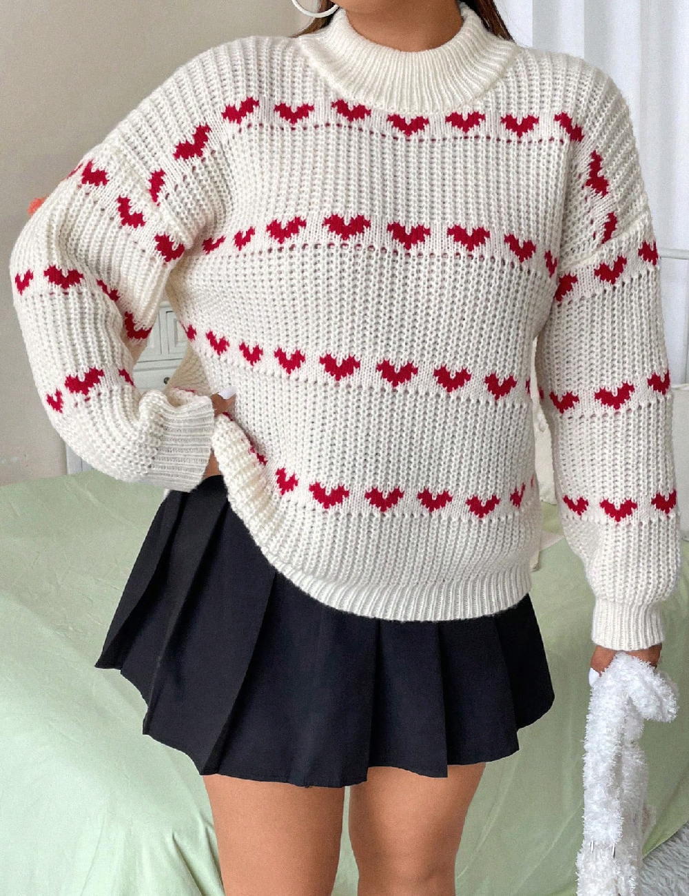 Pulover SHEIN CURVE, alb