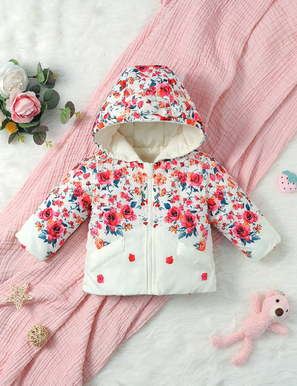 Geaca Shein Kids, floral print