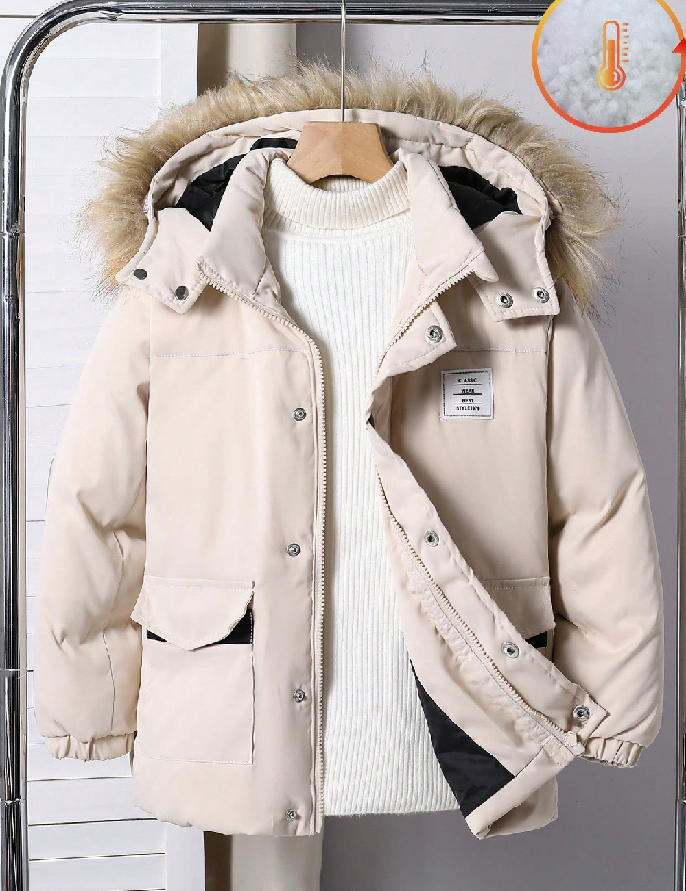 Geaca Shein Kids, crem