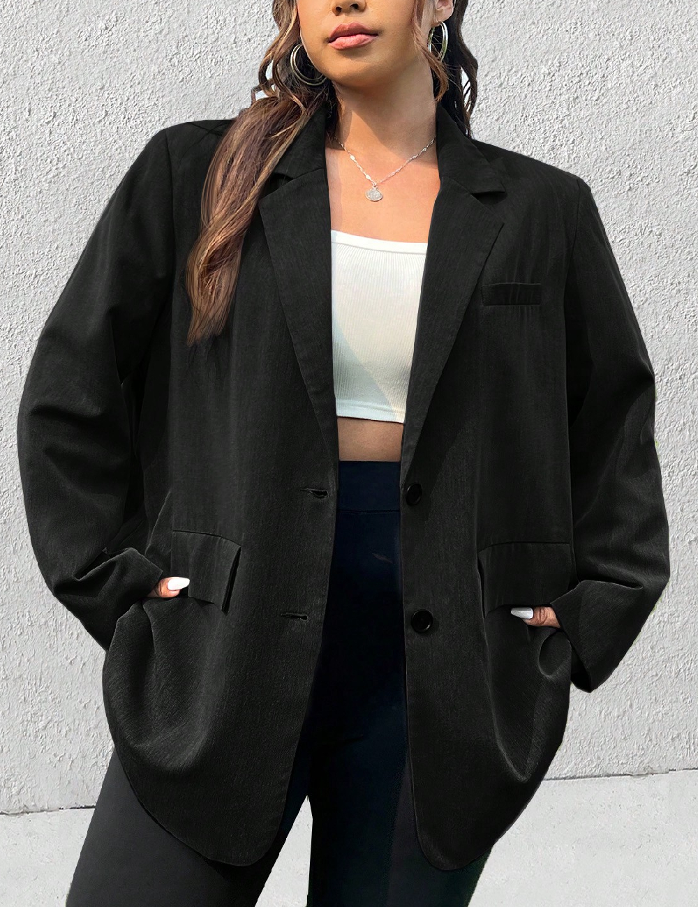 Sacou Oversize SHEIN CURVE, negru